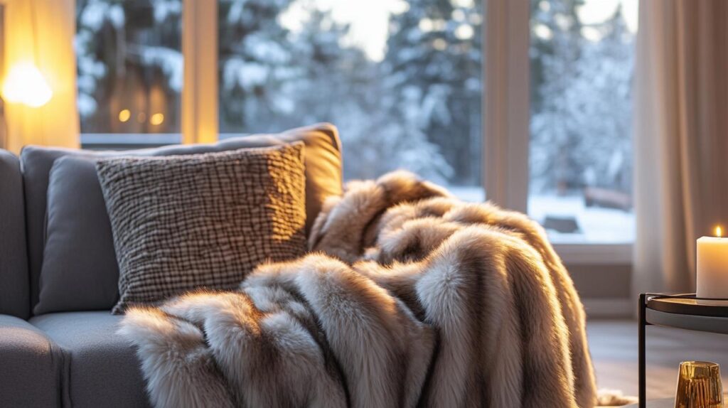 5 motifs tendance de plaid fourrure synthétique pour transformer votre canapé